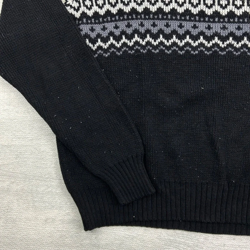 Vintage 80s VIP Geometric Sweater‎ Size Medium Black White Grandpa Pullover